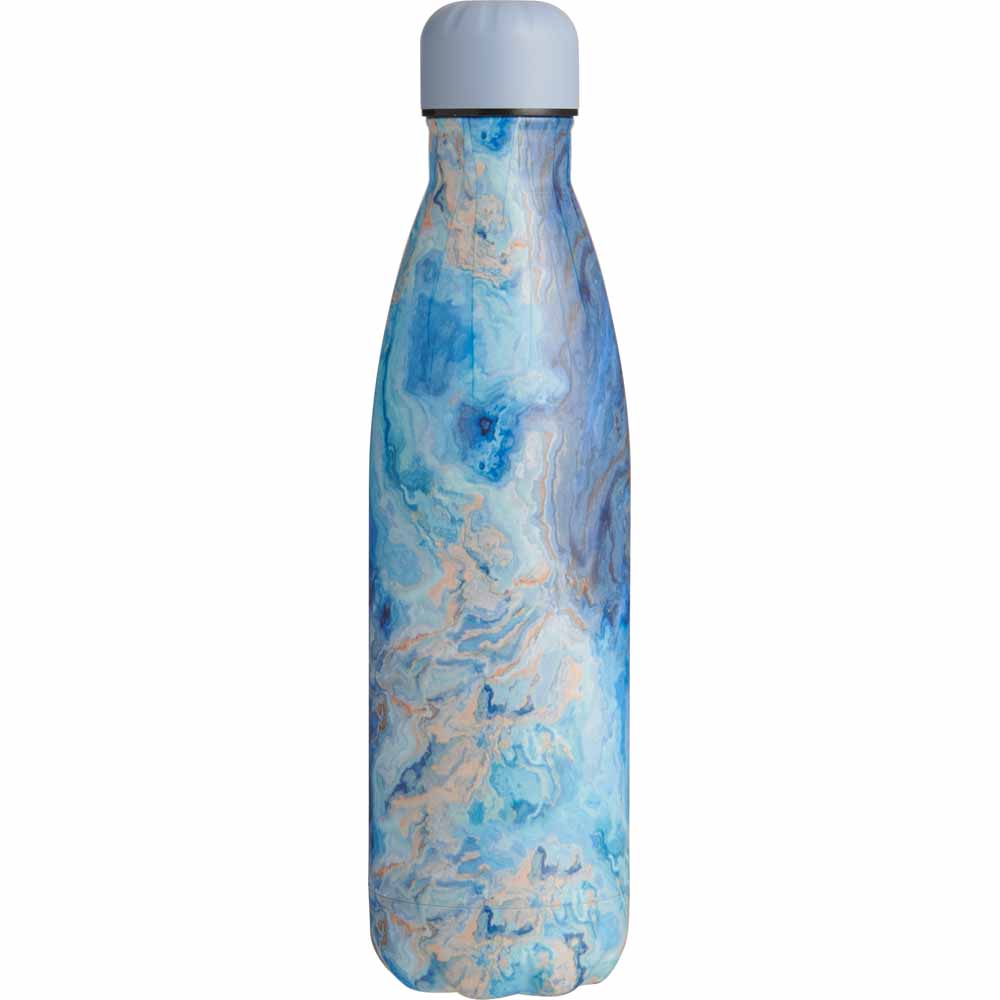 Wilko Blue Marble Double Wall Bottle 500ml Wilko