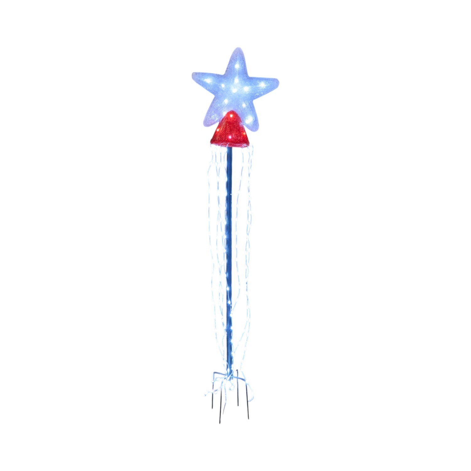 LED Acrylic Star Maypole Light White and Red Image 1