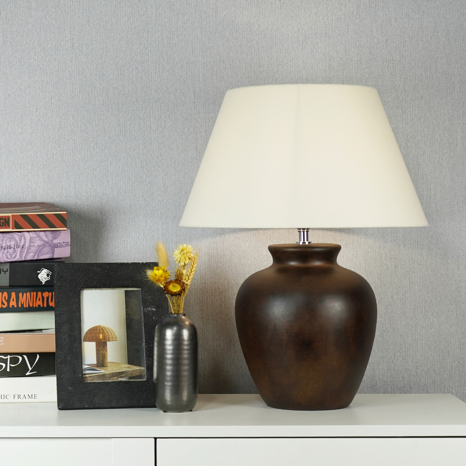 Elmsley Table Lamp - Brown and White Image 3