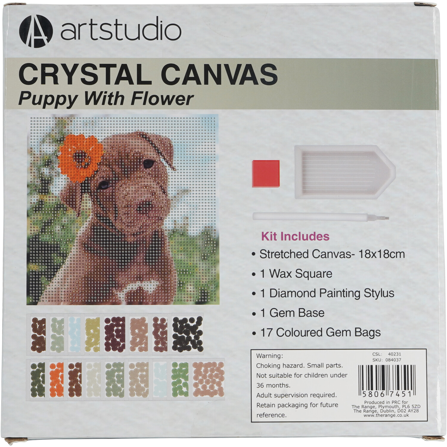 Crystal Canvas Cat or Puppy with Flower Image 3