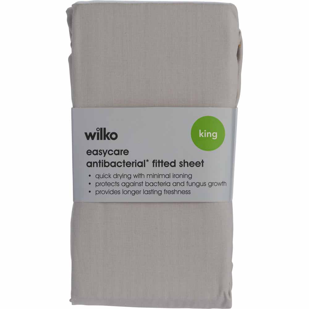 Wilko King Silver Anti-bacterial Fitted Bed Sheet Image 4