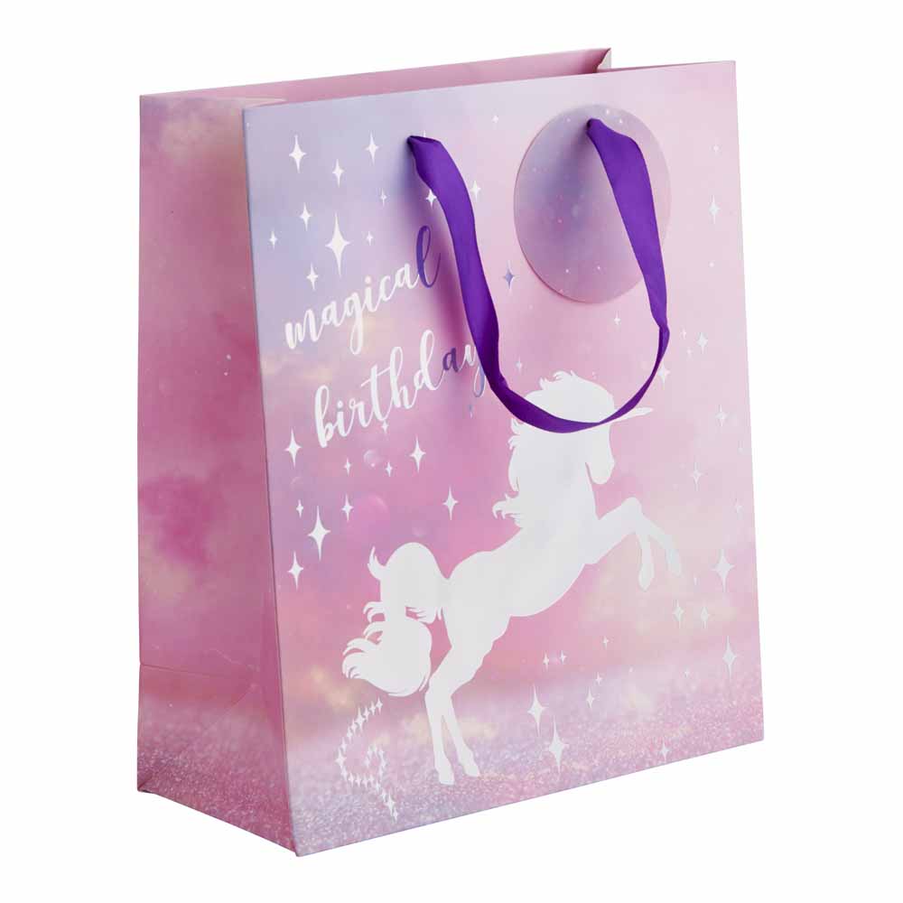 Wilko Medium Giftbag Unicorn Image