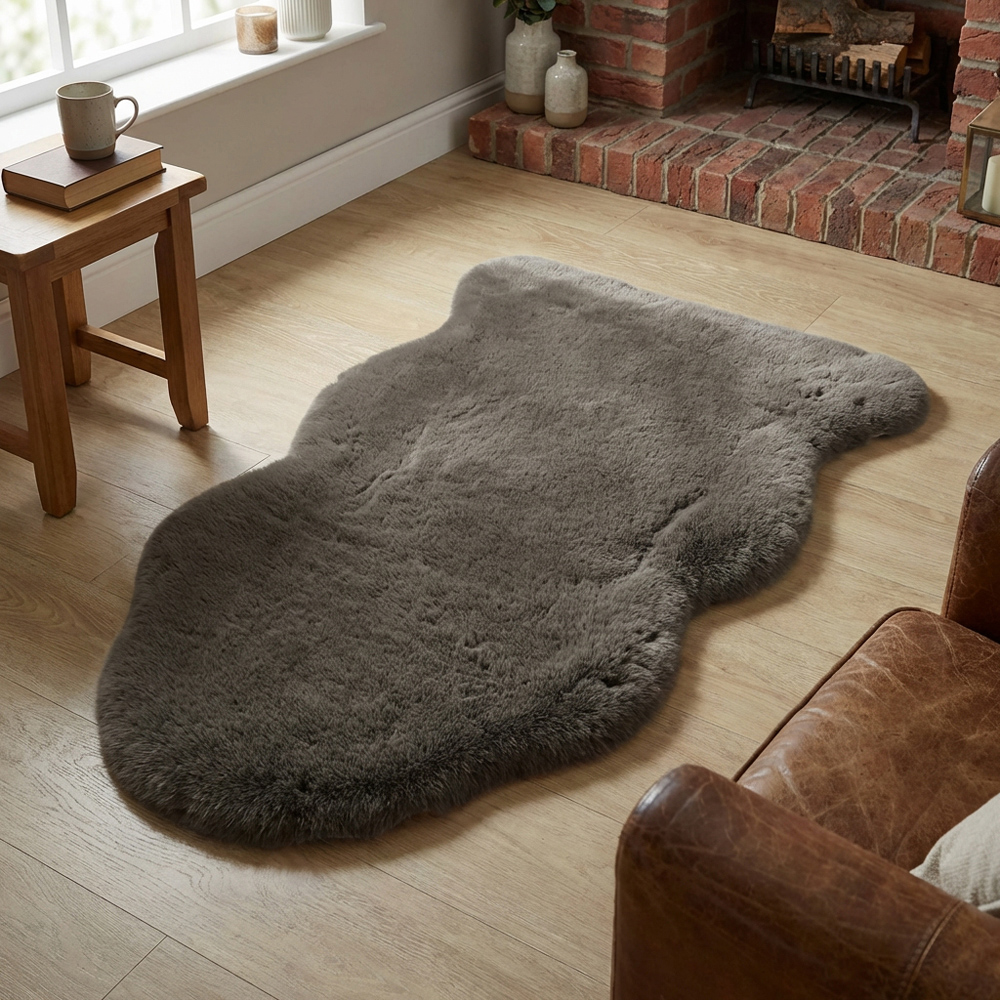 Soft Faux Fur Rug Taupe Image 5