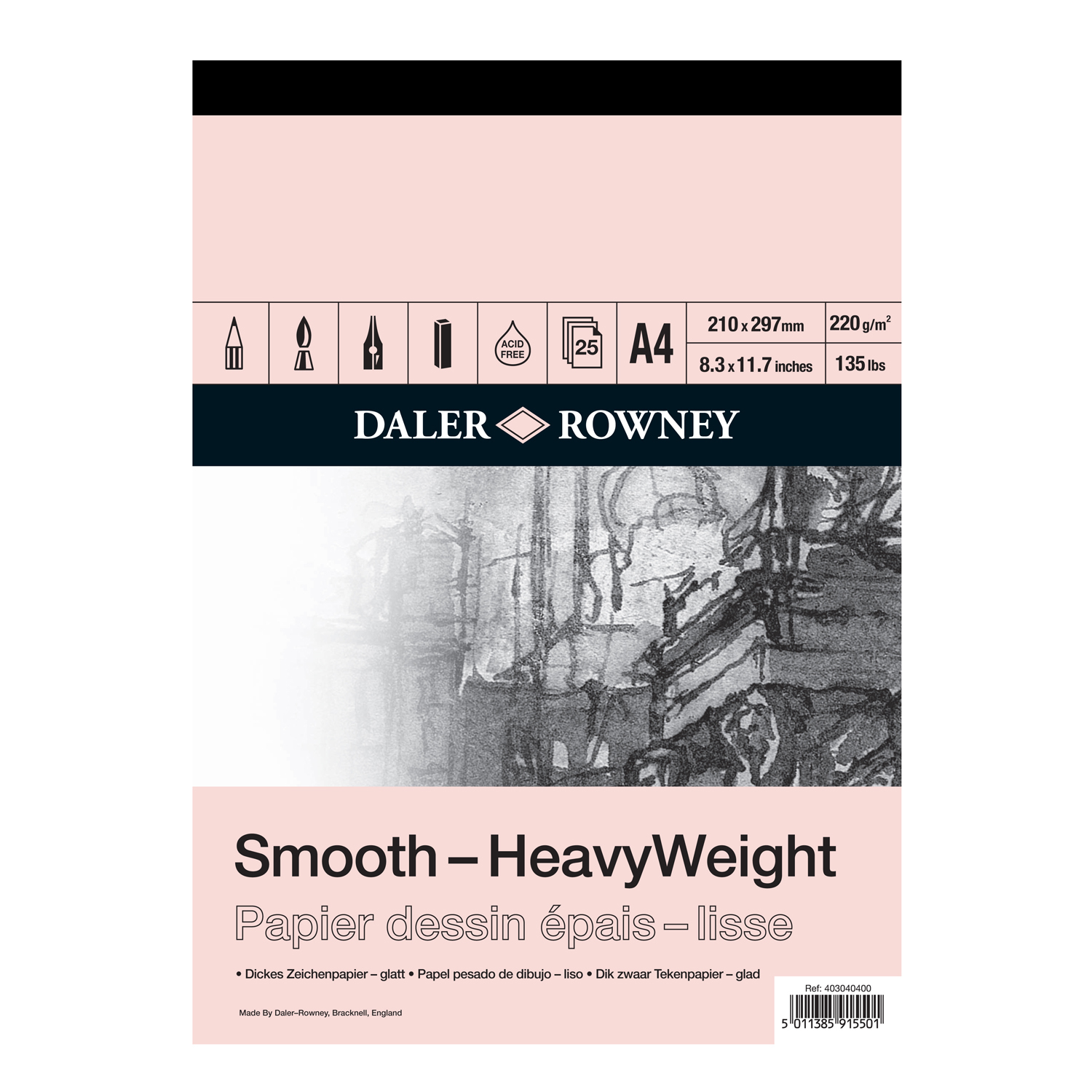 Daler-Rowney Smooth Heavyweight Cartridge Pad - White / A4 Image