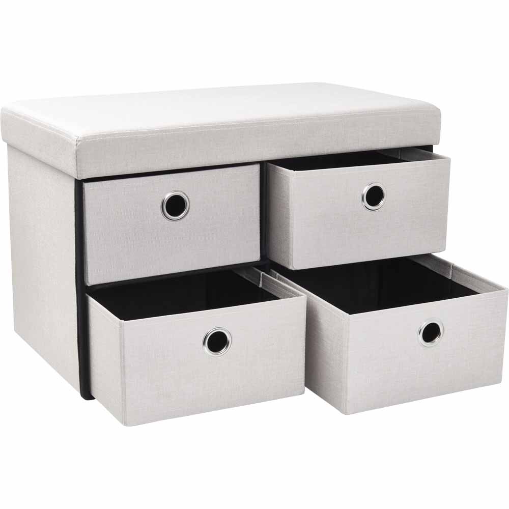 Wilko Cream Faux Linen 4 Drawers Ottoman Wilko