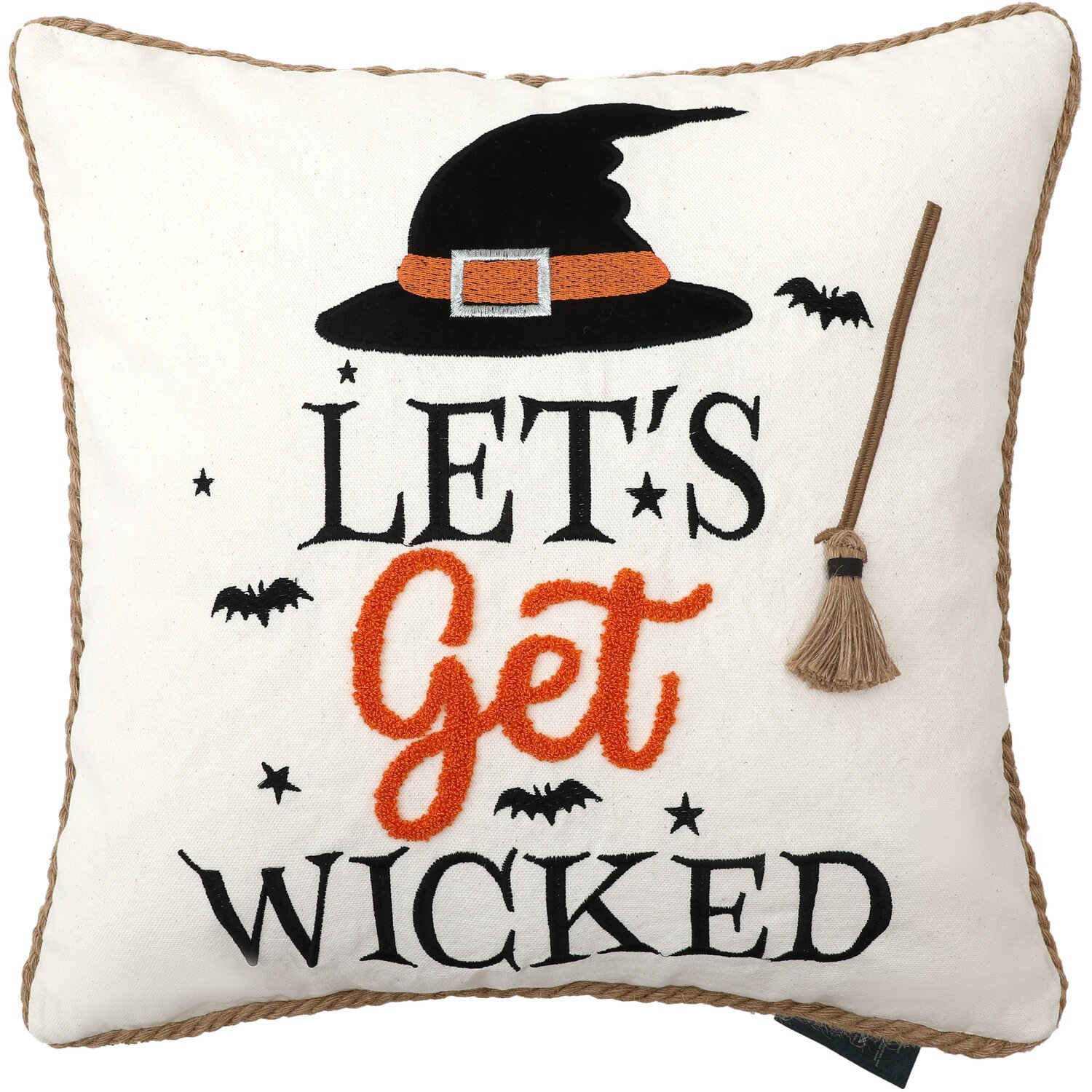Let's Get Wicked Cushion White and Black Image 1