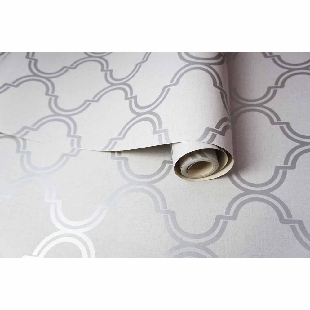 Holden Decor Glistening Geometric Trellis Grey / Silver Wallpaper Image 3