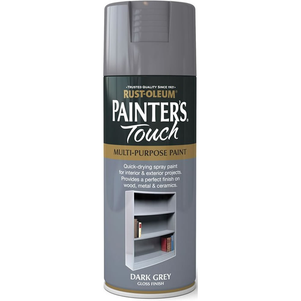 Rust-Oleum Dark Grey Painter's Touch Multipurpose Gloss Spray Paint 400ml Image