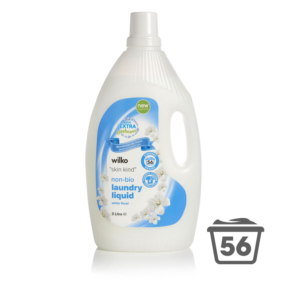 Wilko Non Bio White Floral Liquid Detergent 56 Washes 3L Image