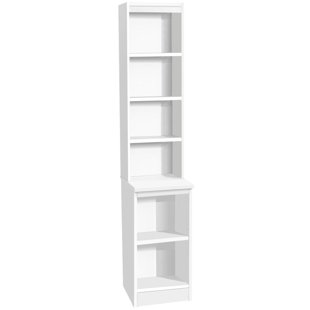 R White Cabinets 6 Shelf White Desk Height Bookcase with Hutch Image 2