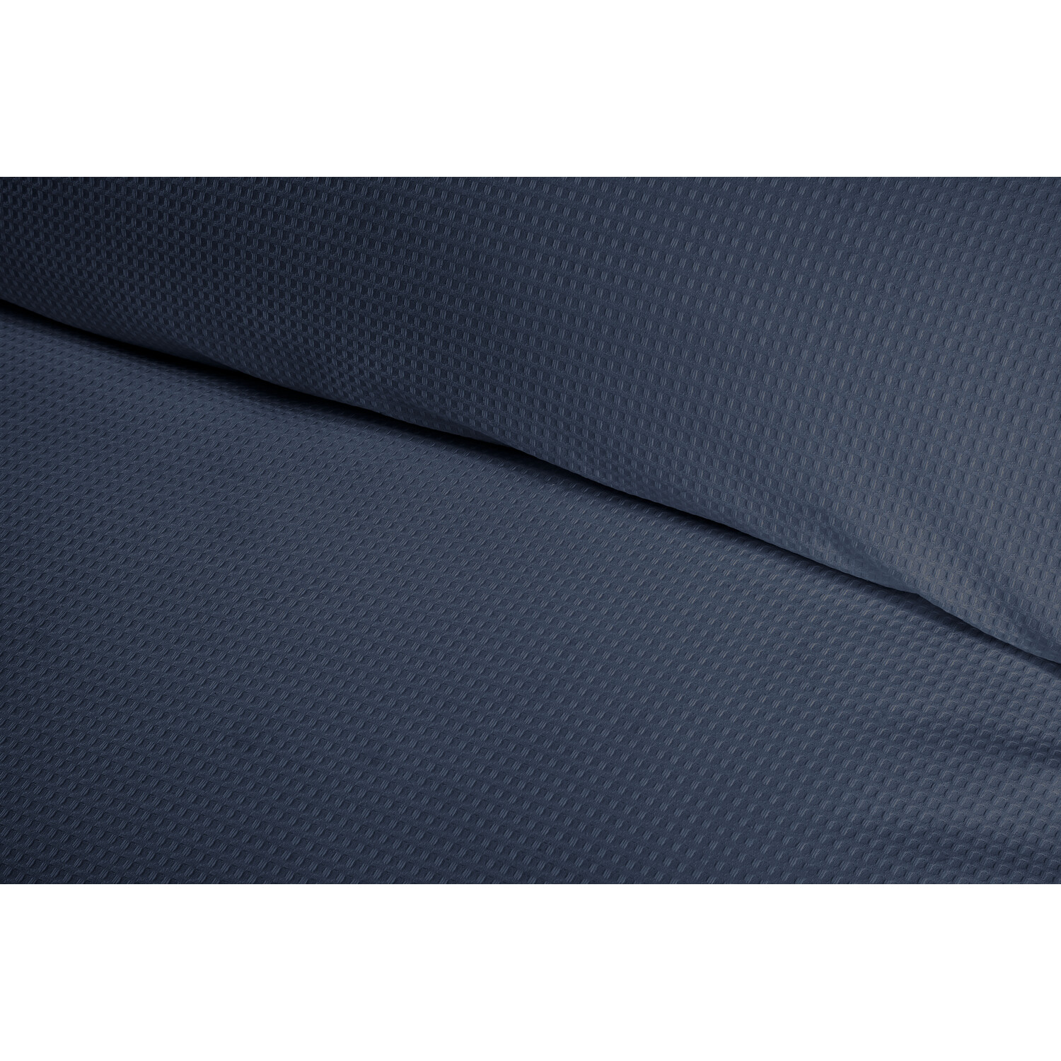 Divante Belgravia Waffle Duvet Cover and Pillowcase Set - Navy / Double Image 4