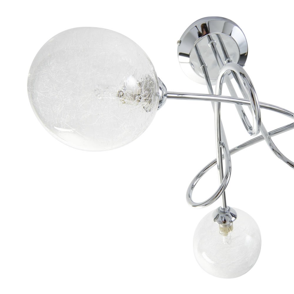 Wilko Sorrento 3 Arm Metal Ceiling Light with Crackle Effect Glass Shades Image 3
