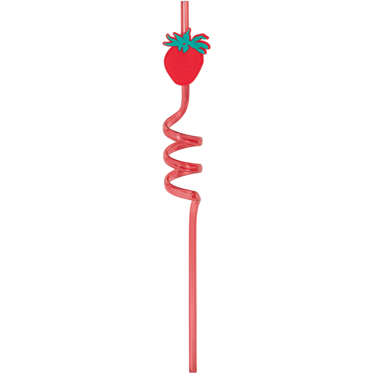 Pack of 4 Strawberry Curly Straws - Red Image 2