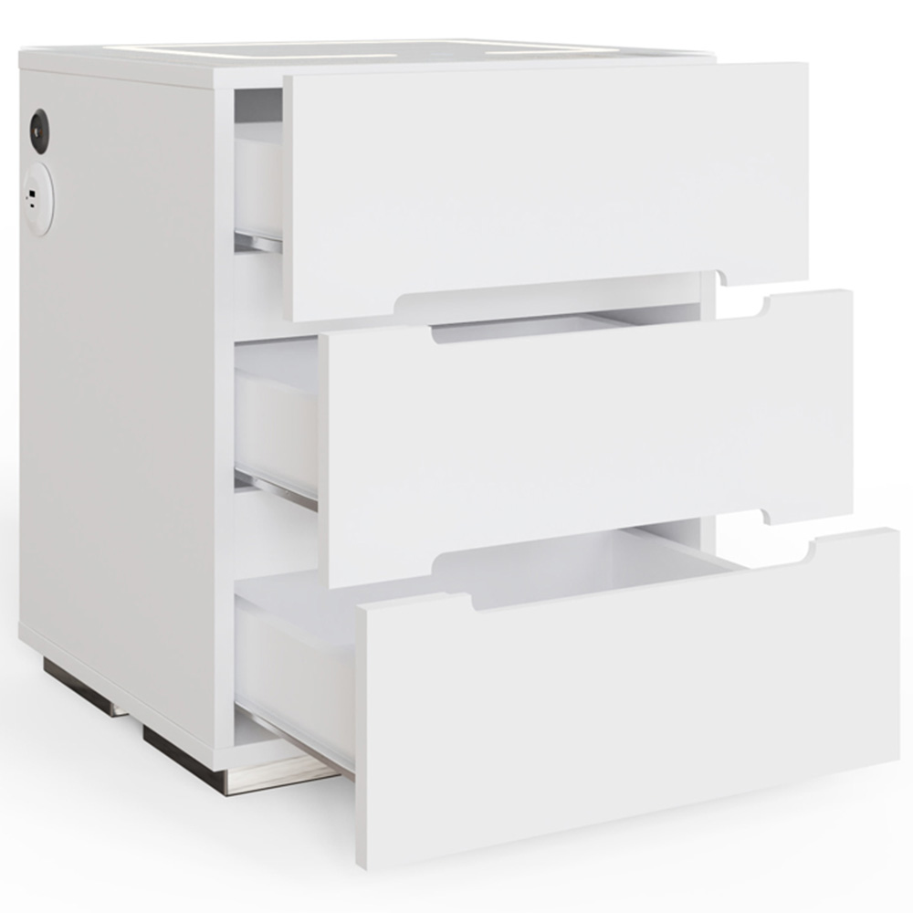 GFW Riley 3 Drawer White Smart Bedside Table Image 3