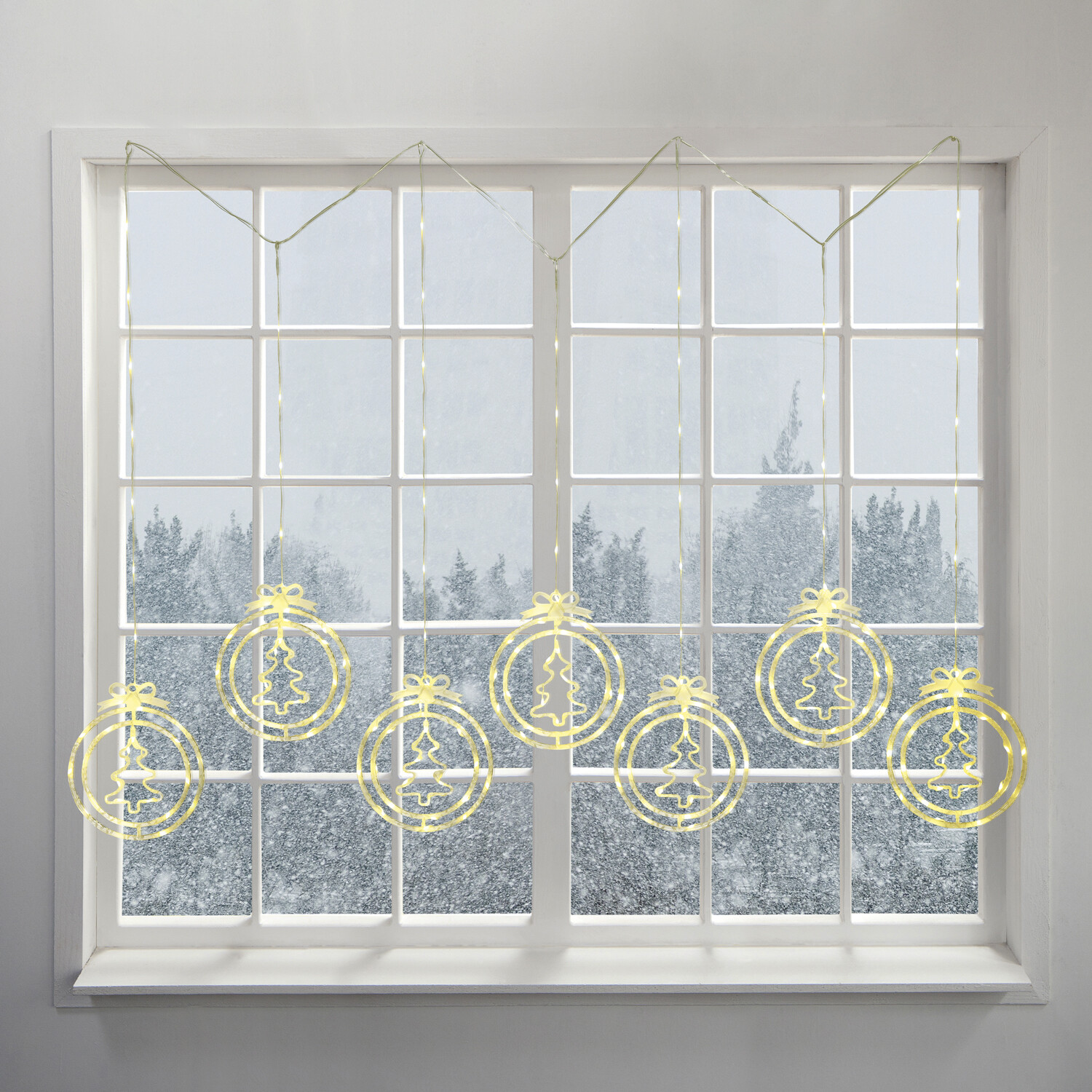 Christmas Tree and Bows LED Curtain Light - White Image 1