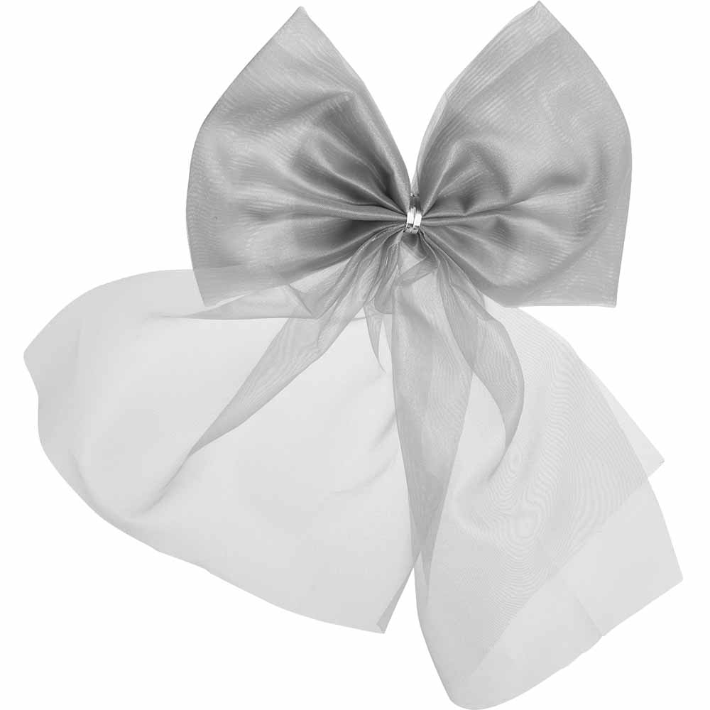 Wilko Glitters Organza Silver Bow Decoration 4 Pack Image 2