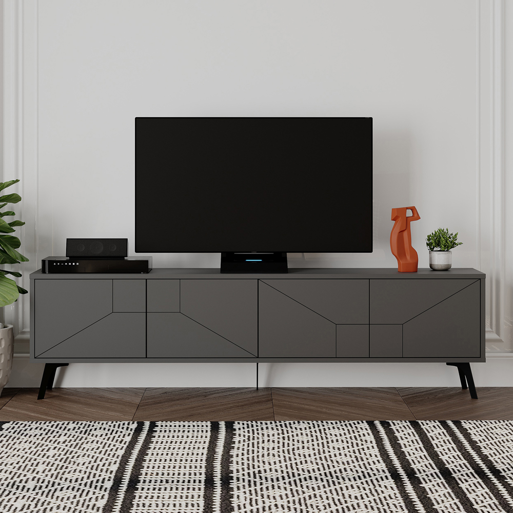 Decortie Dune Anthracite TV Stand with 4 Doors Image 3