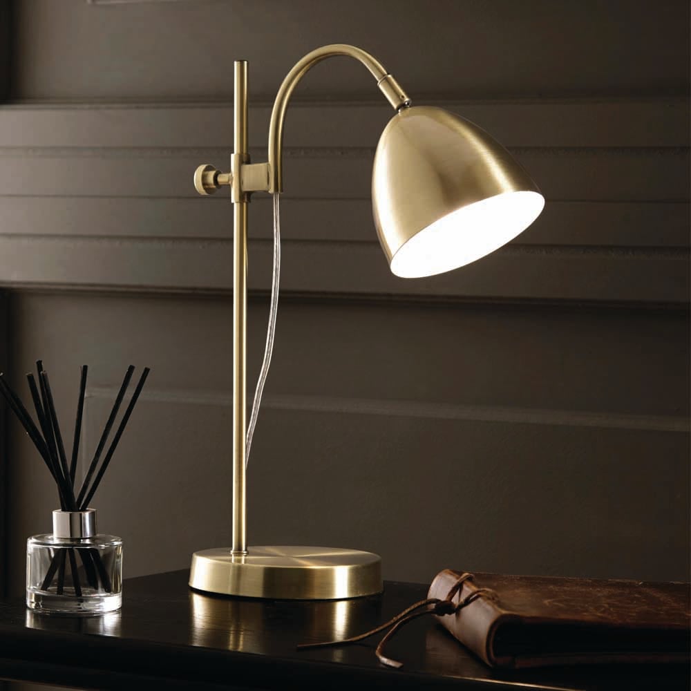 The Lighting and Interiors Antique Brass Seb Table Lamp Image 2