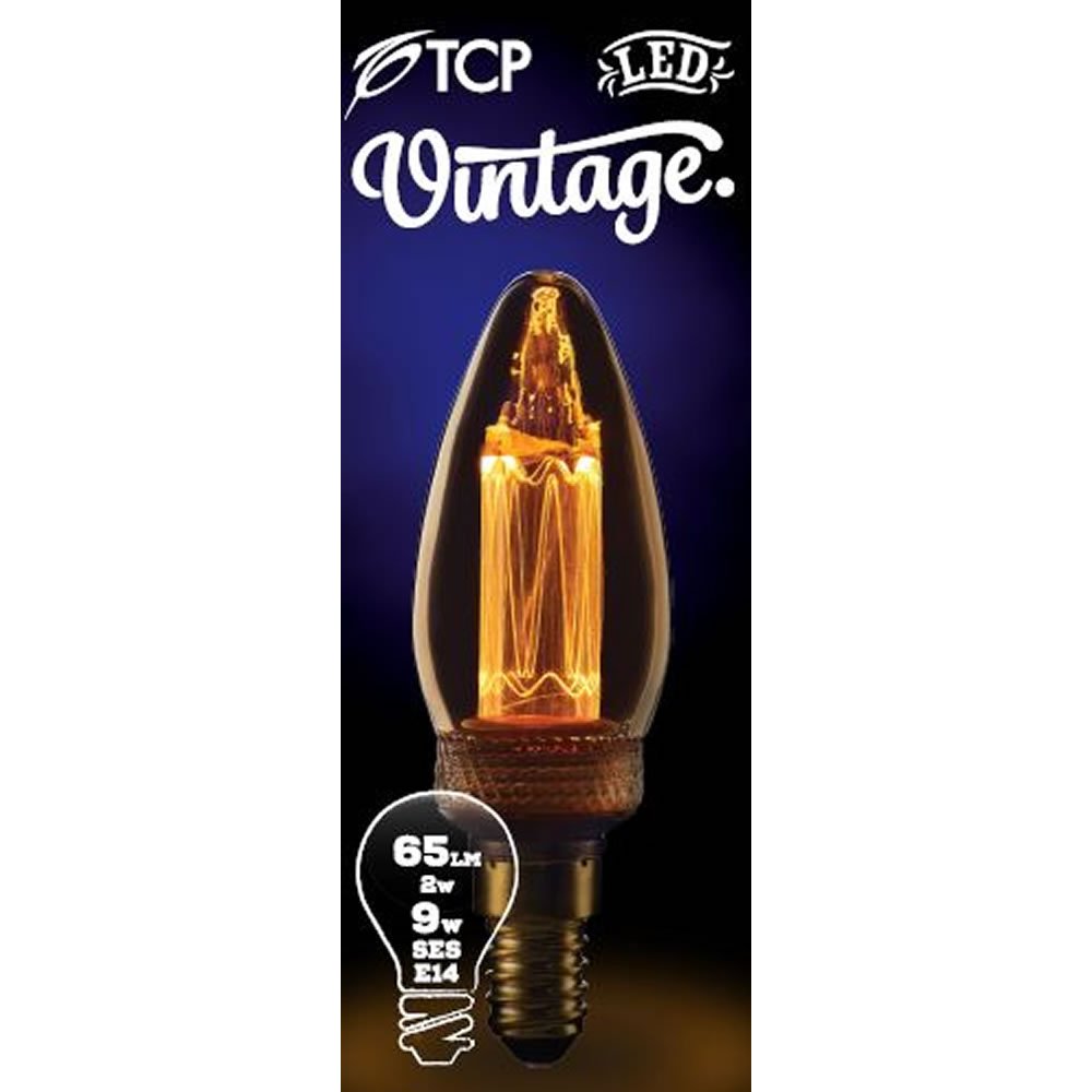 TCP 1 pack Small Screw E14/SES LED 65 Lumens Vinta ge Classic Candle Light Bulb Image 1