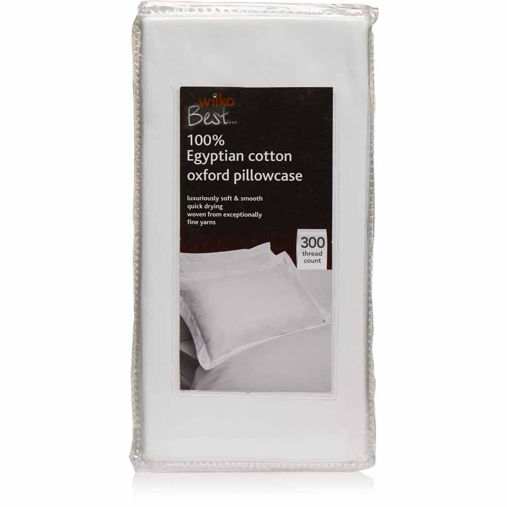 Wilko Best White 100% Egyptian Cotton Sateen Oxford Pillowcase Image 3