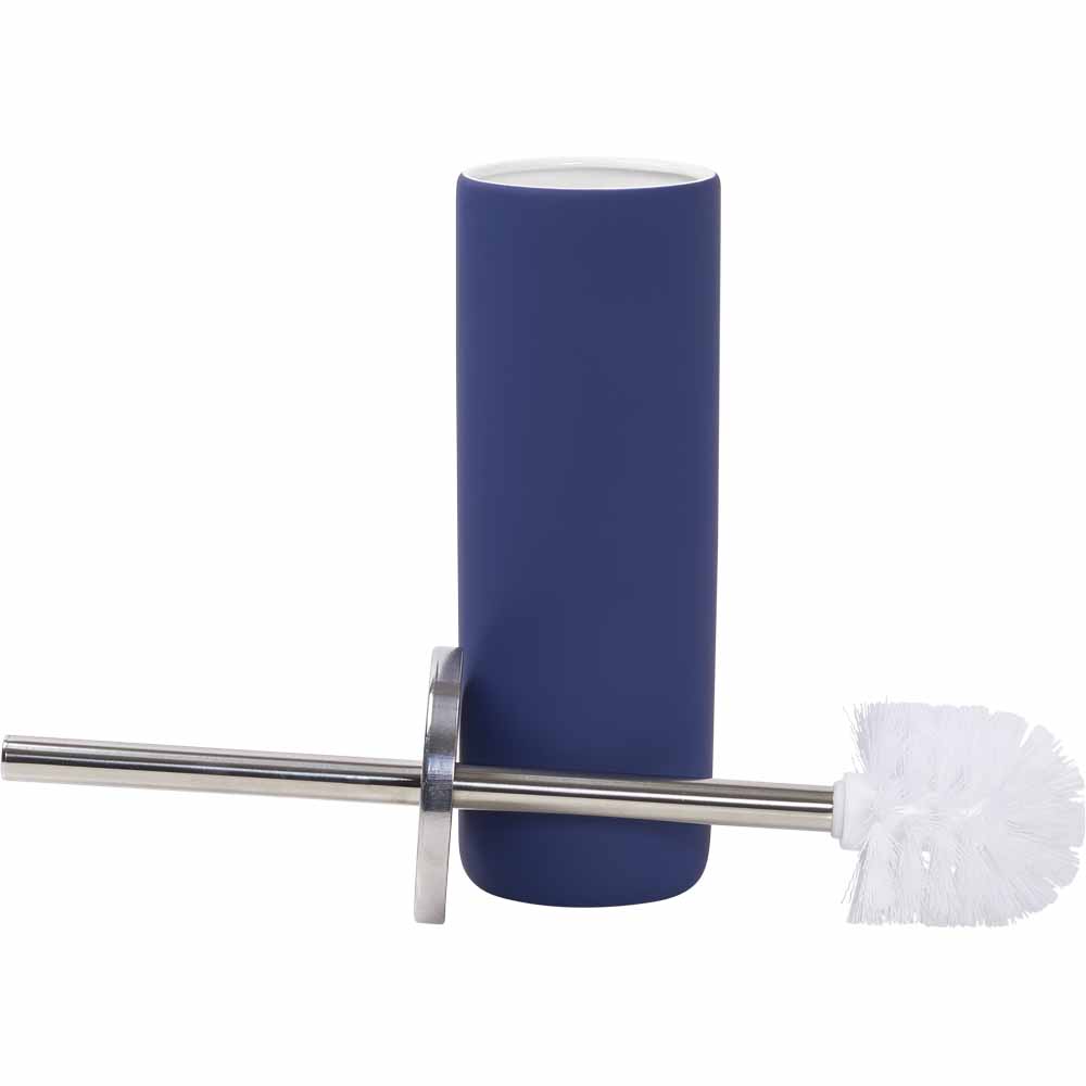 Wilko Blue Soft Touch Toilet Brush Holder Wilko