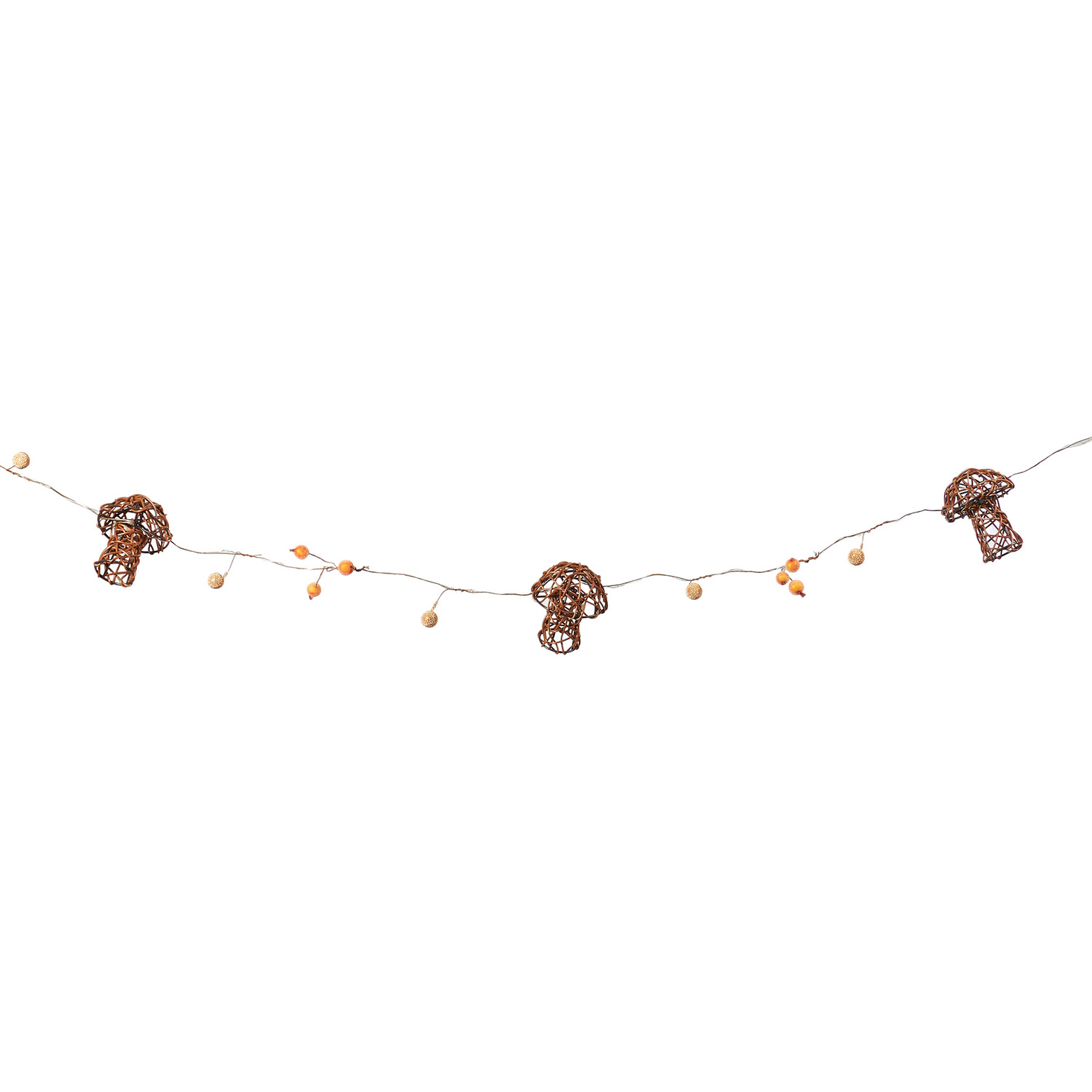 Autumnal Mushroom Rattan String Light - Brown Image 1