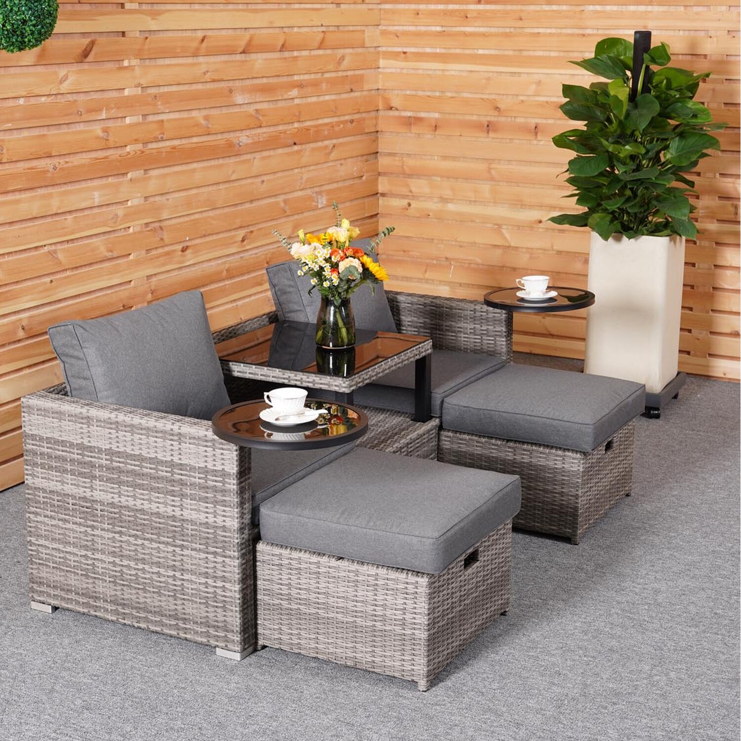 Malay Deluxe New Hampshire 2 Seater Natural Transformer Patio Set Image 1