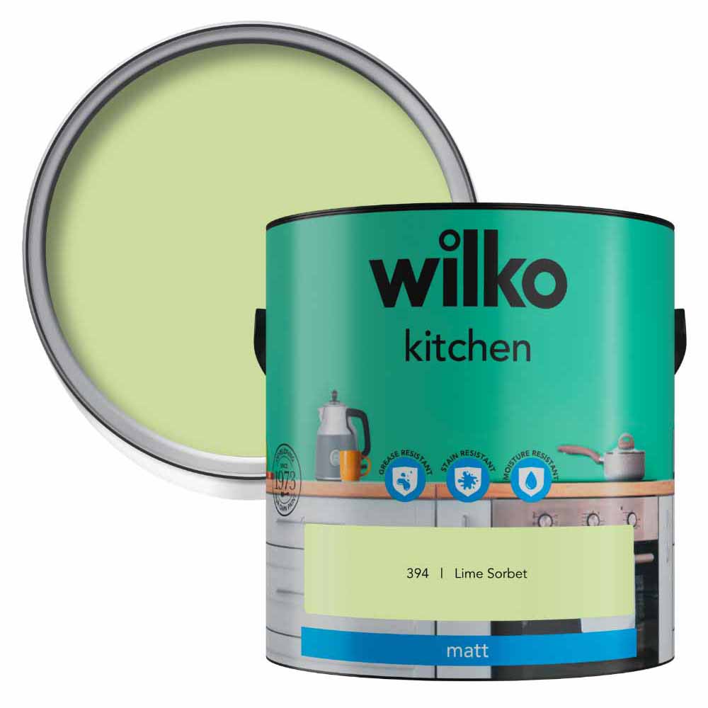Wilko Kitchen Lime Sorbet Matt Emulsion Paint 2.5L Image 1