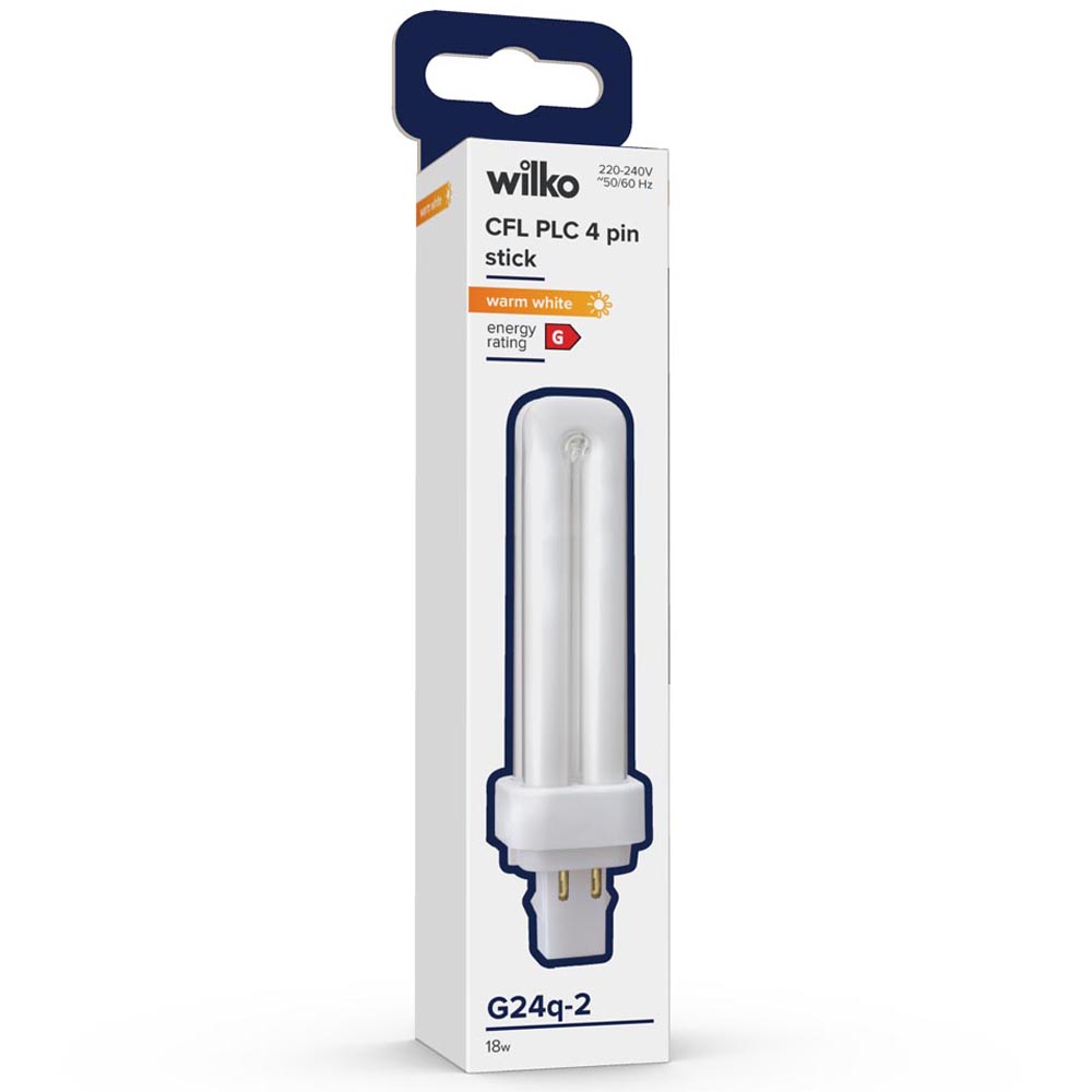 Wilko 1 pack 4 Pin G24q-2 CFL 18W Energy Saving Li ght Bulb Image 1