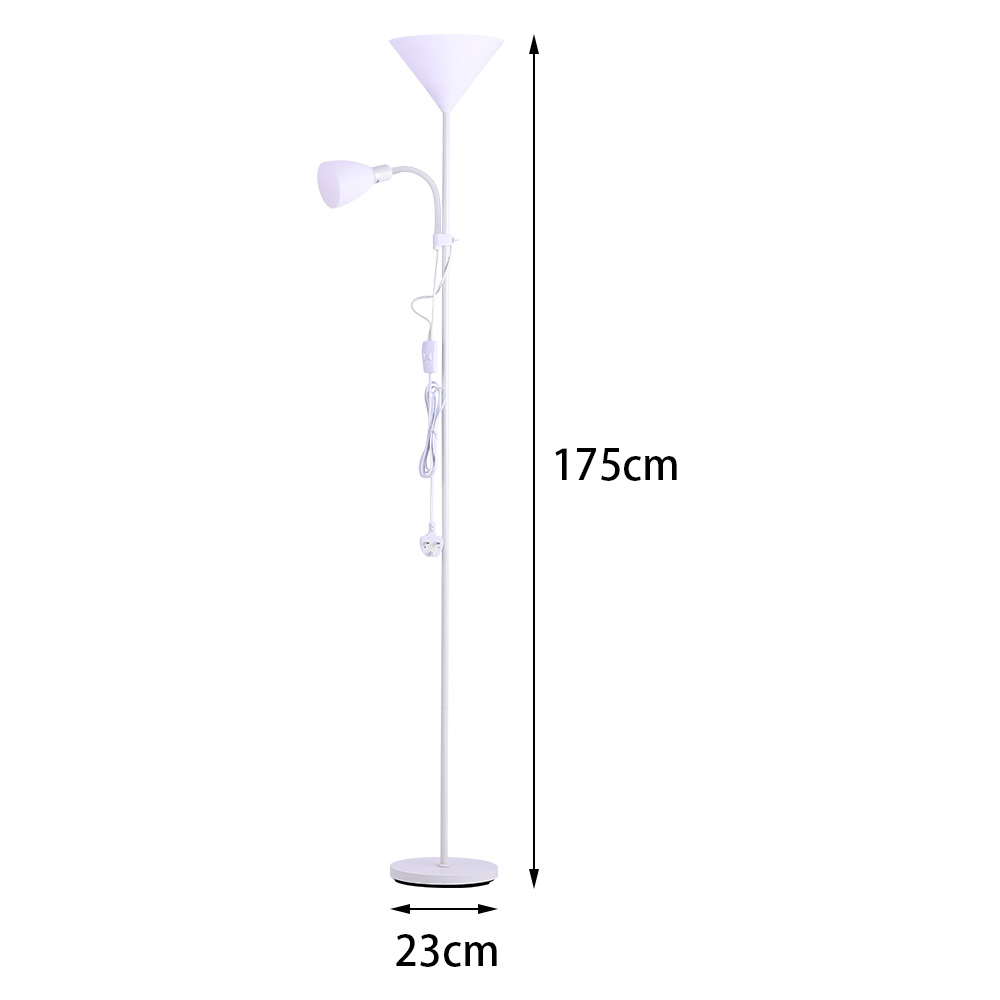 Living and Home White 2 Head Standing Tall Floor Lamp Image 5