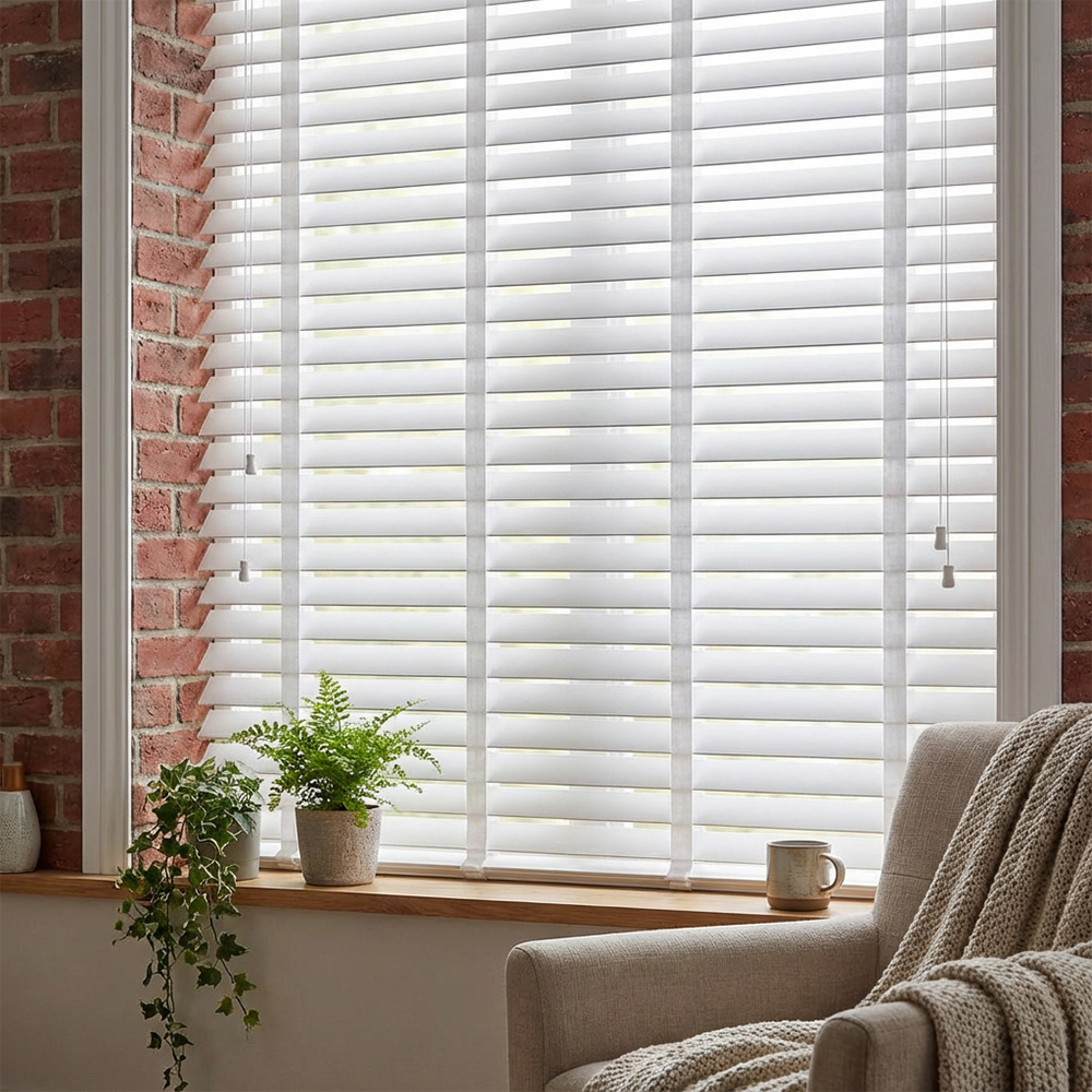Ribbon Venetian Blind Cotton White 105cm Image 5
