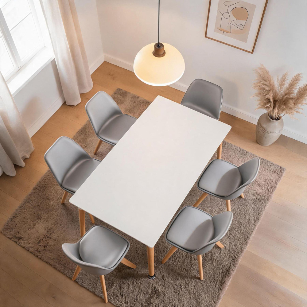 Home Source Braga Lisbon 6 Seater Dining Table Set White Image 4