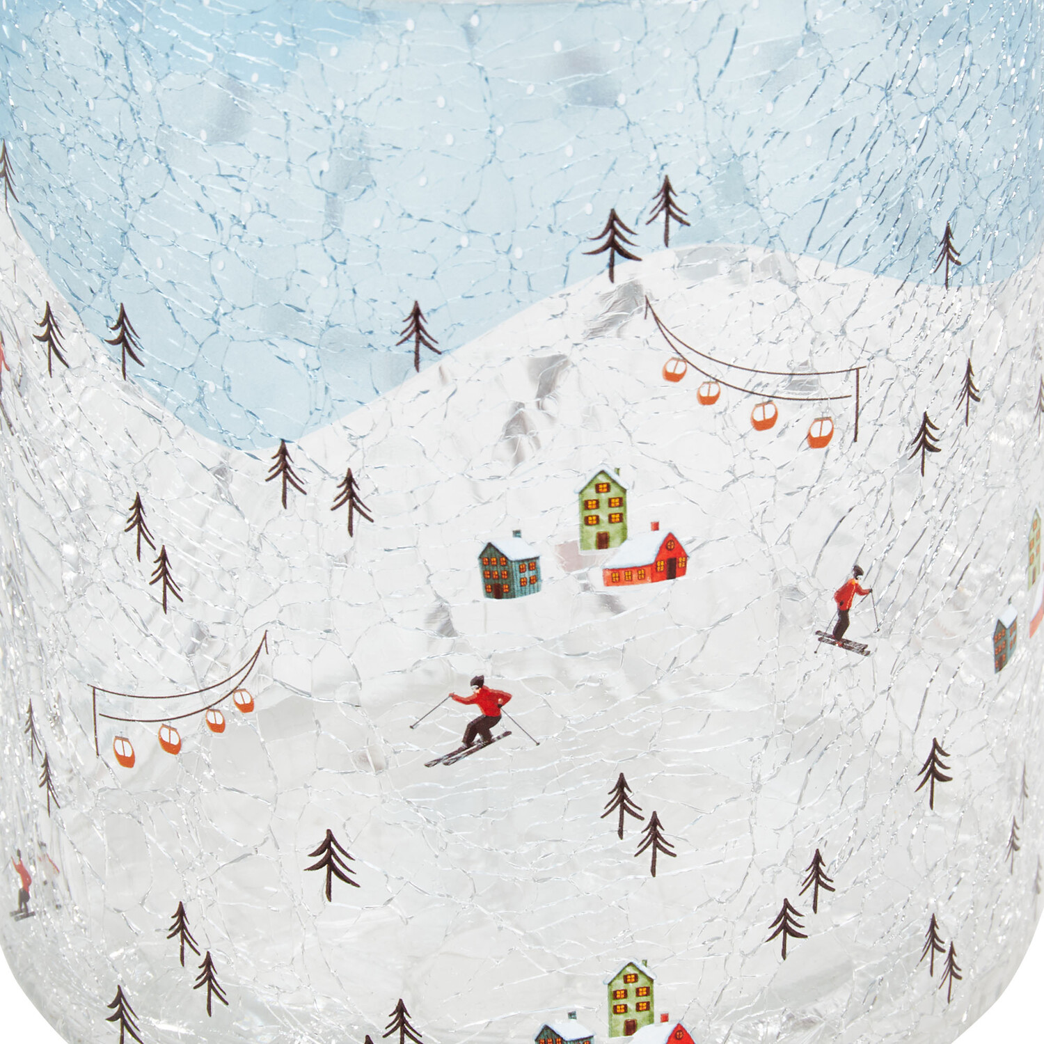 Ski Scene Crackle Candle Holder Image 2