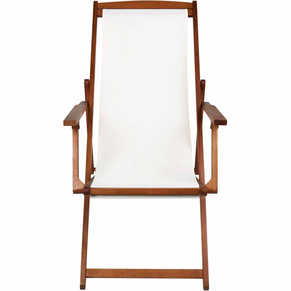 Charles Bentley Cream FSC Eucalyptus Wooden Deck Chair Image 4