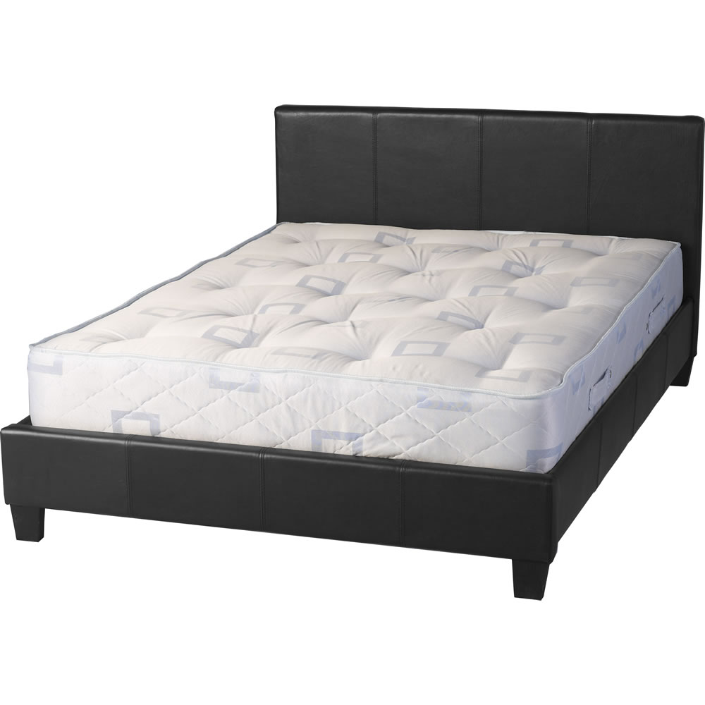 Prado Black Faux Leather King Size Bed Wilko Prado Black Faux Leather King Size Bed Image 1