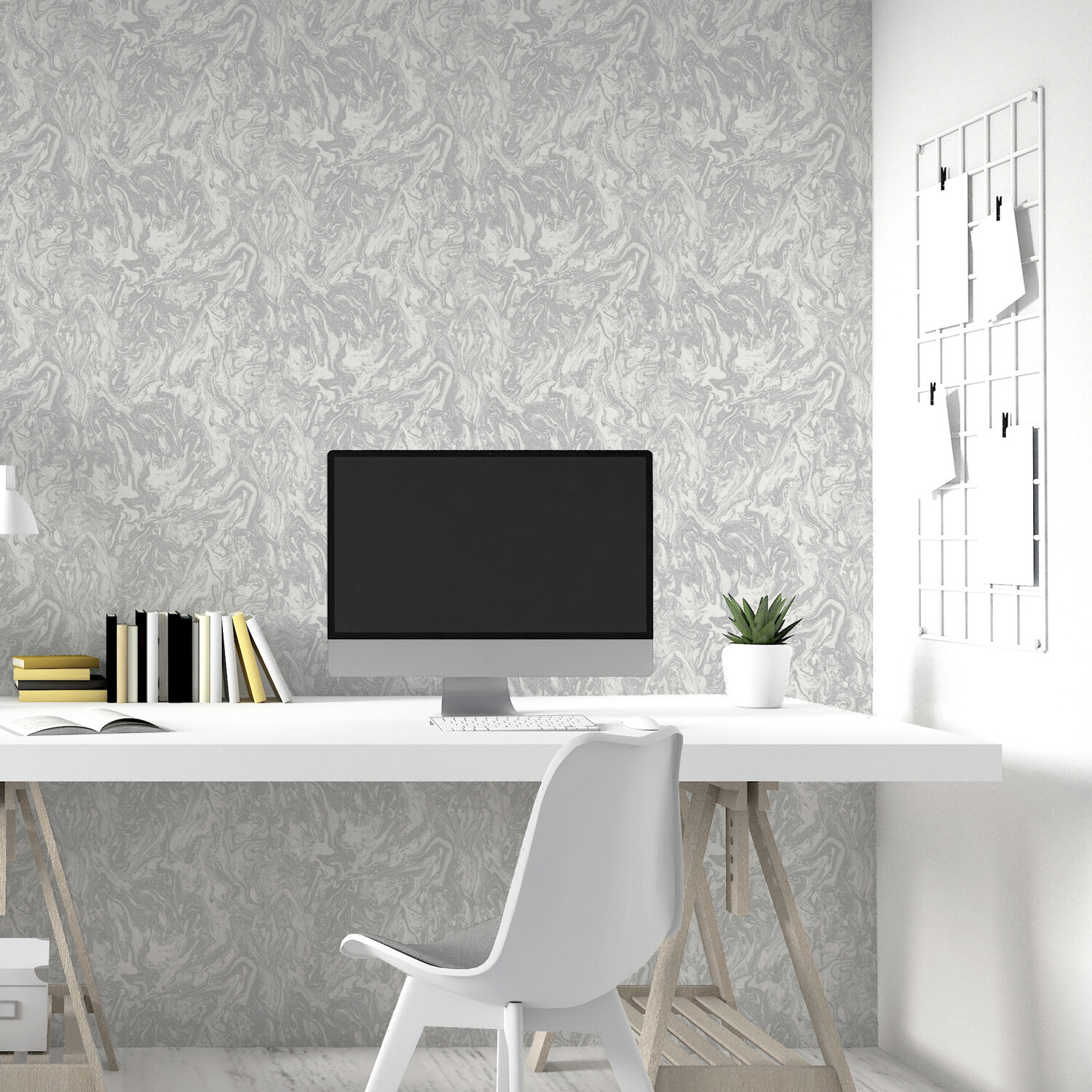 Liquid Marbled Wallpaper - Grey Image 3