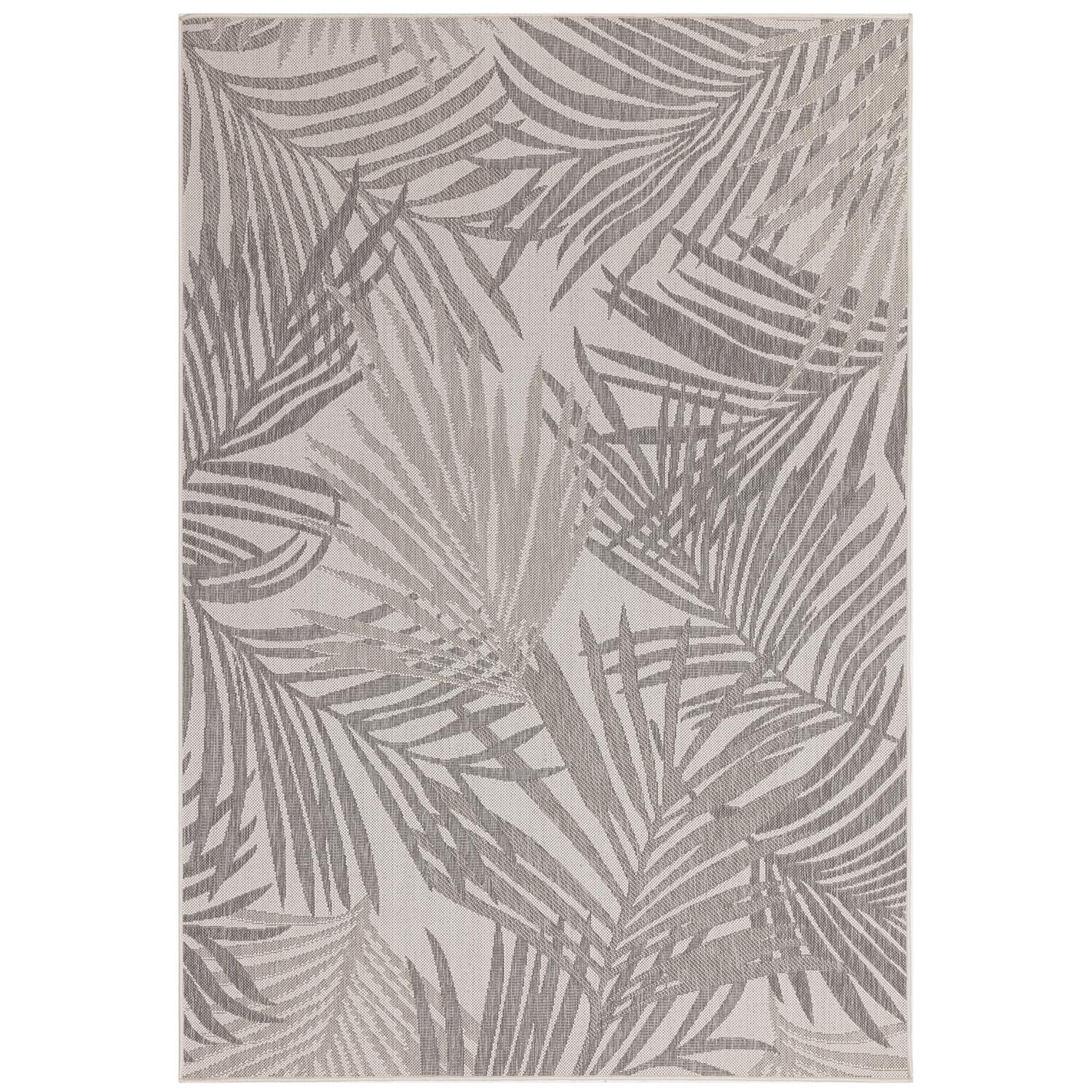 Grey Palm Leaf Indoor Outdoor Rug 160cm Image 1