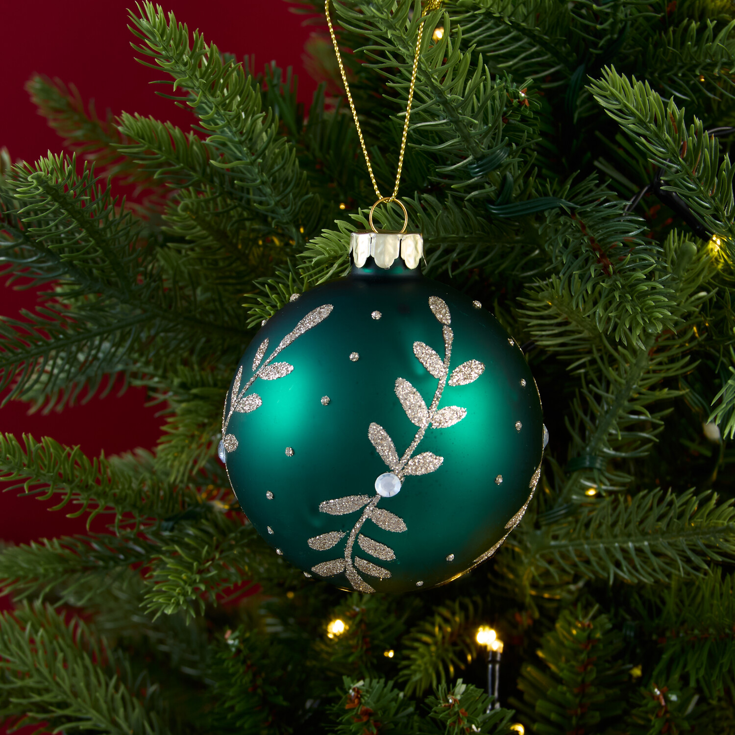 Emerald Glitter Pattern Bauble Image 5