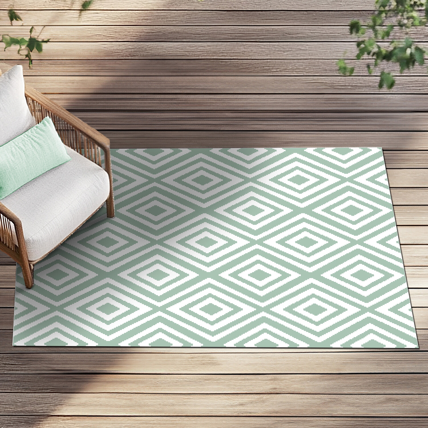 Hamilton Sage Geo Reversible Outdoor Rug 90 x 150cm Image 2
