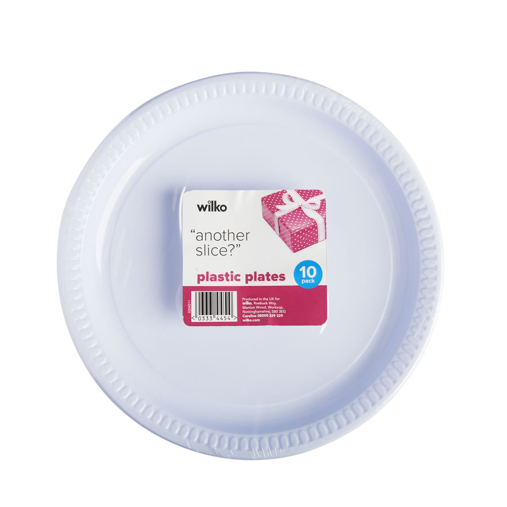Wilko White Plastic Plates 10 Pack Image