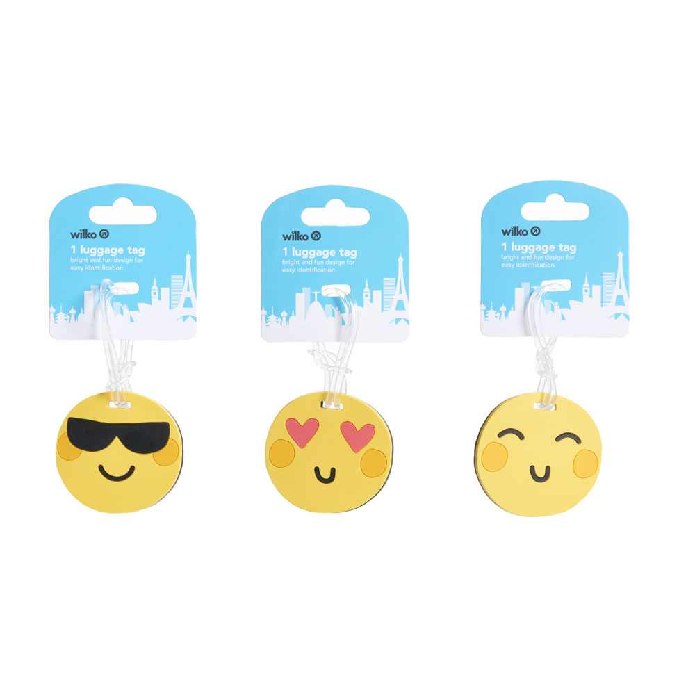 Wilko Luggage Tag Emojis Assorted Wilko