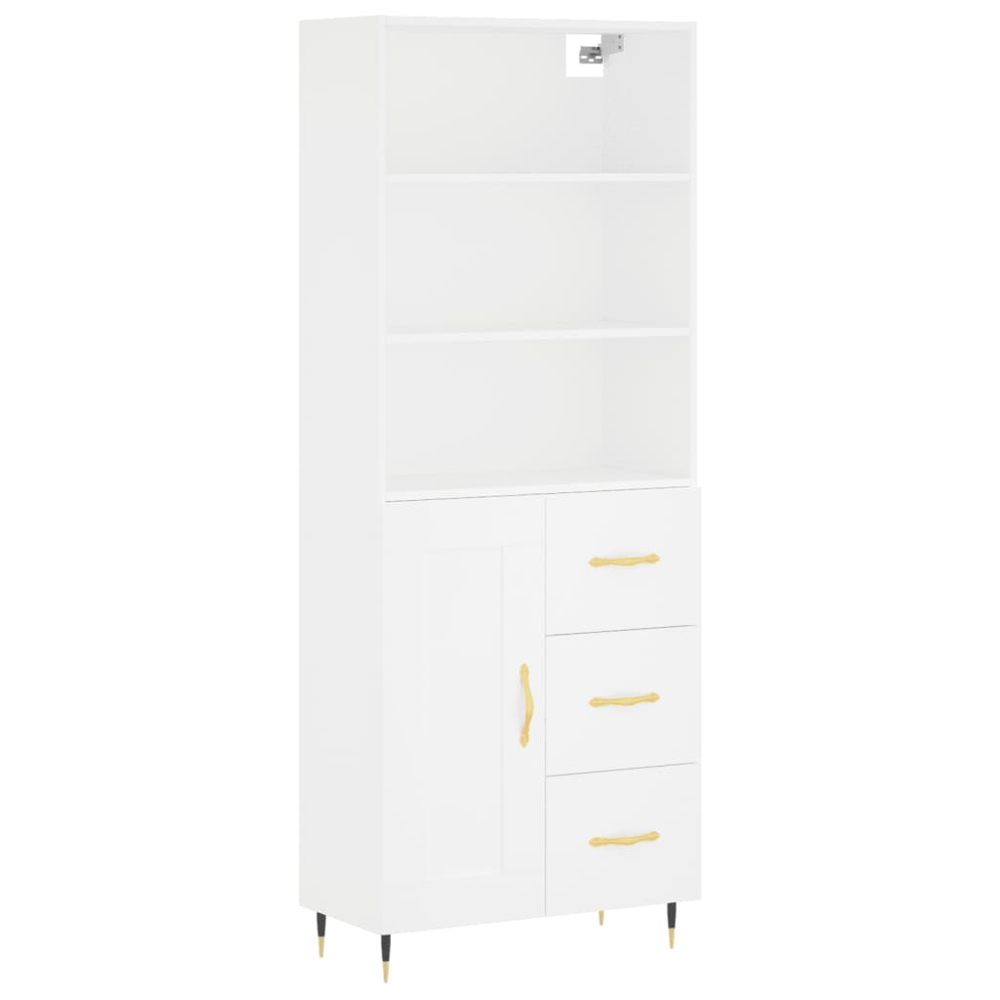 vidaXL Single Door 3 Drawer 3 Shelf White Highboard Image 2