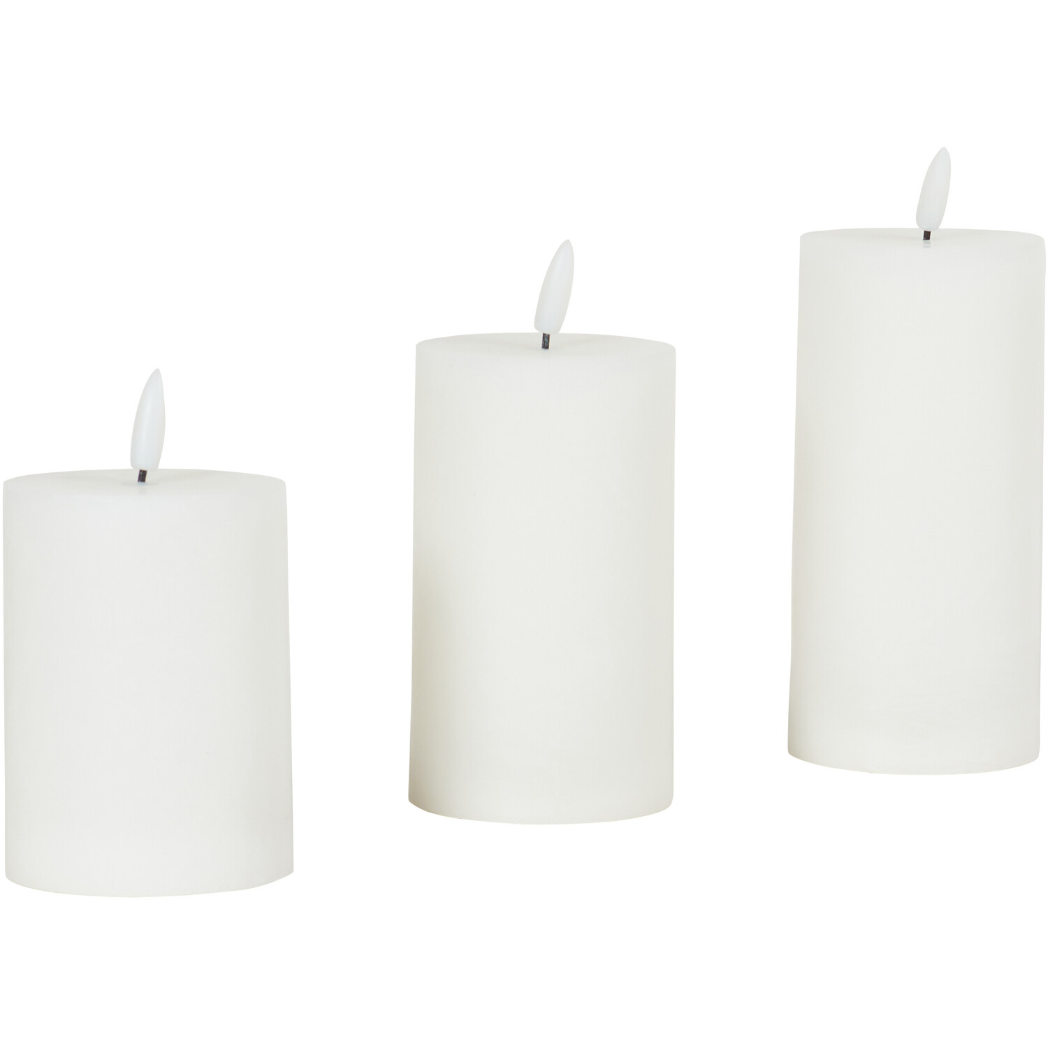 Set of 3 White Flat Top LED Candles - White Image 2