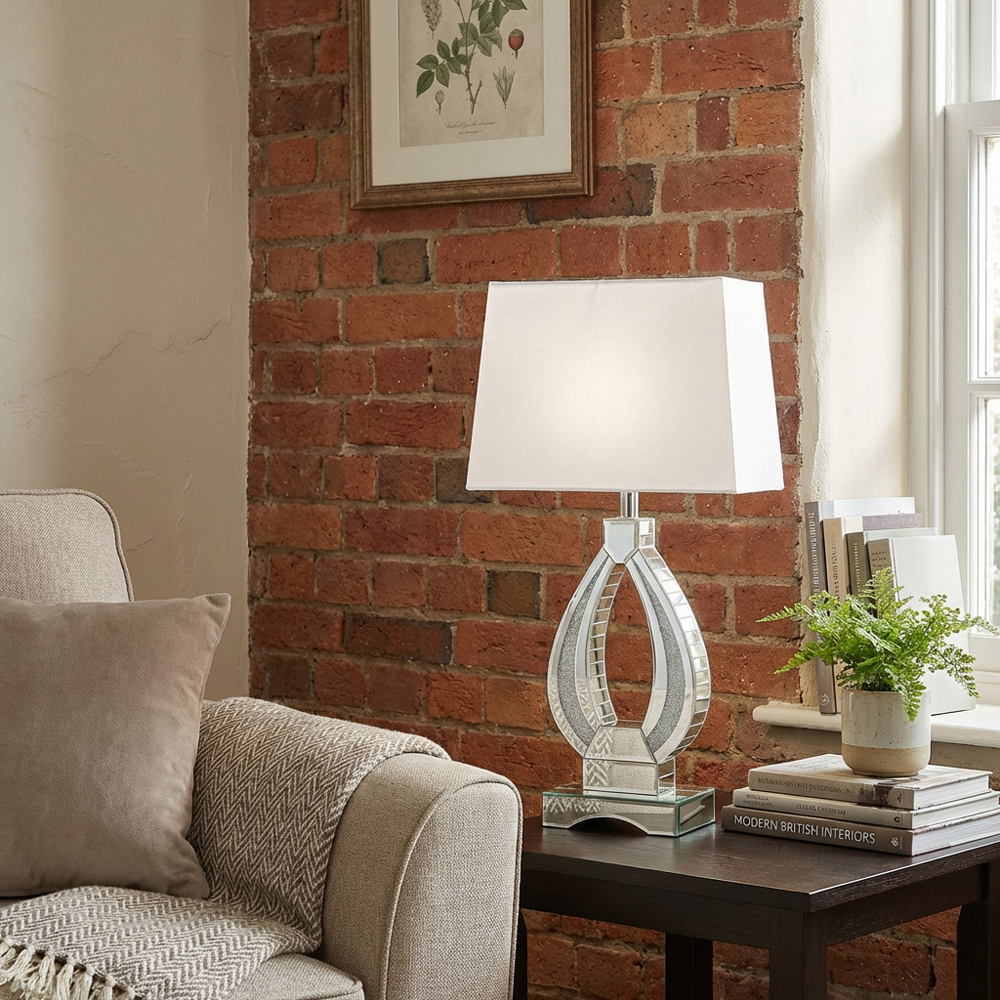 Eternity White Oval Crystal Encased Table Lamp Image 6