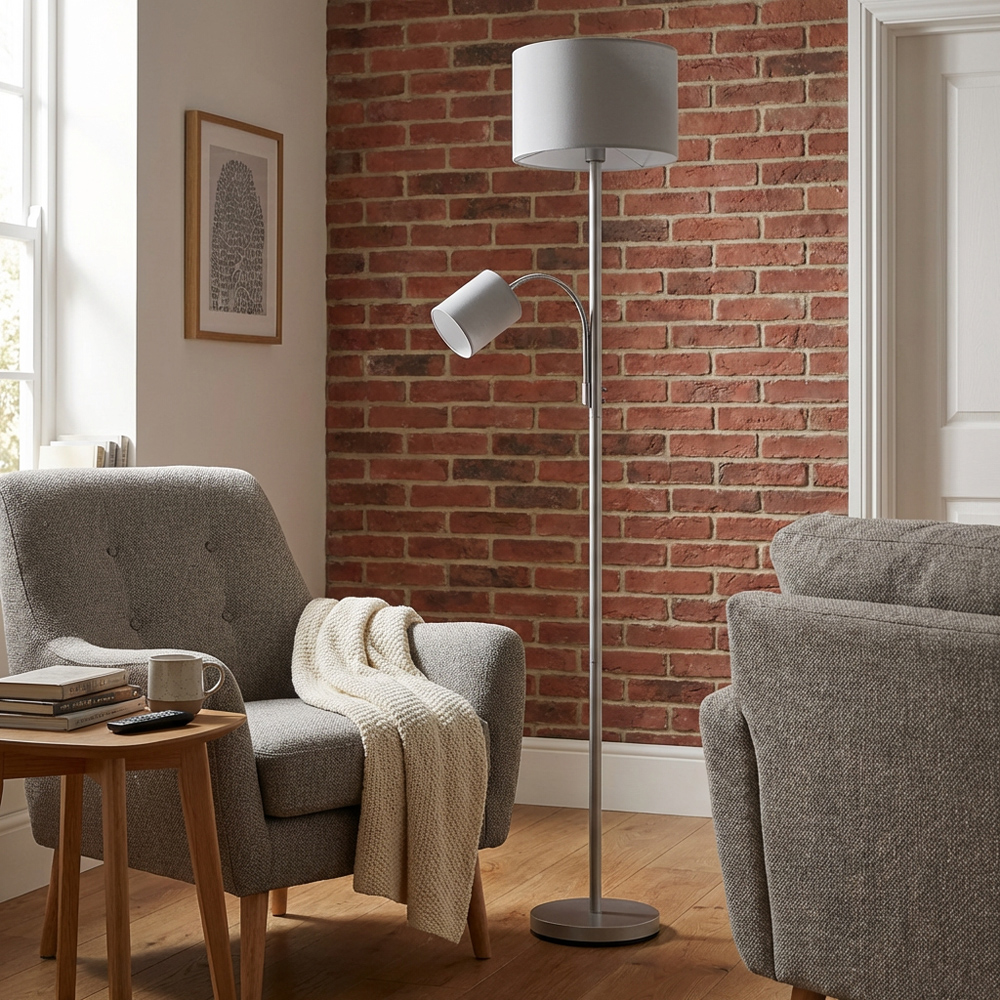 Serena 2 Light Floor Lamp - Grey Image 6