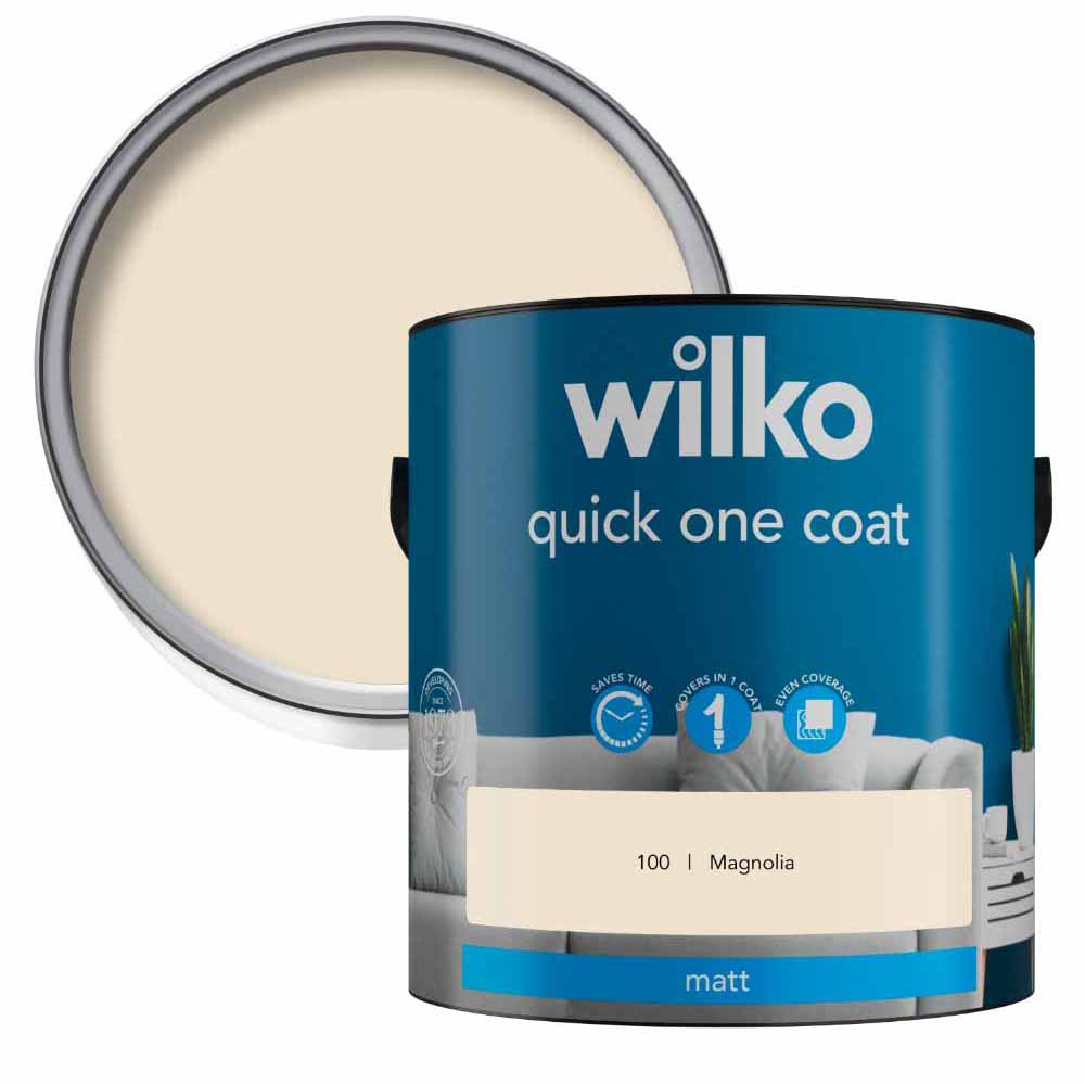 Wilko Quick One Coat Magnolia Matt Emulsion Paint 2.5L Image 1