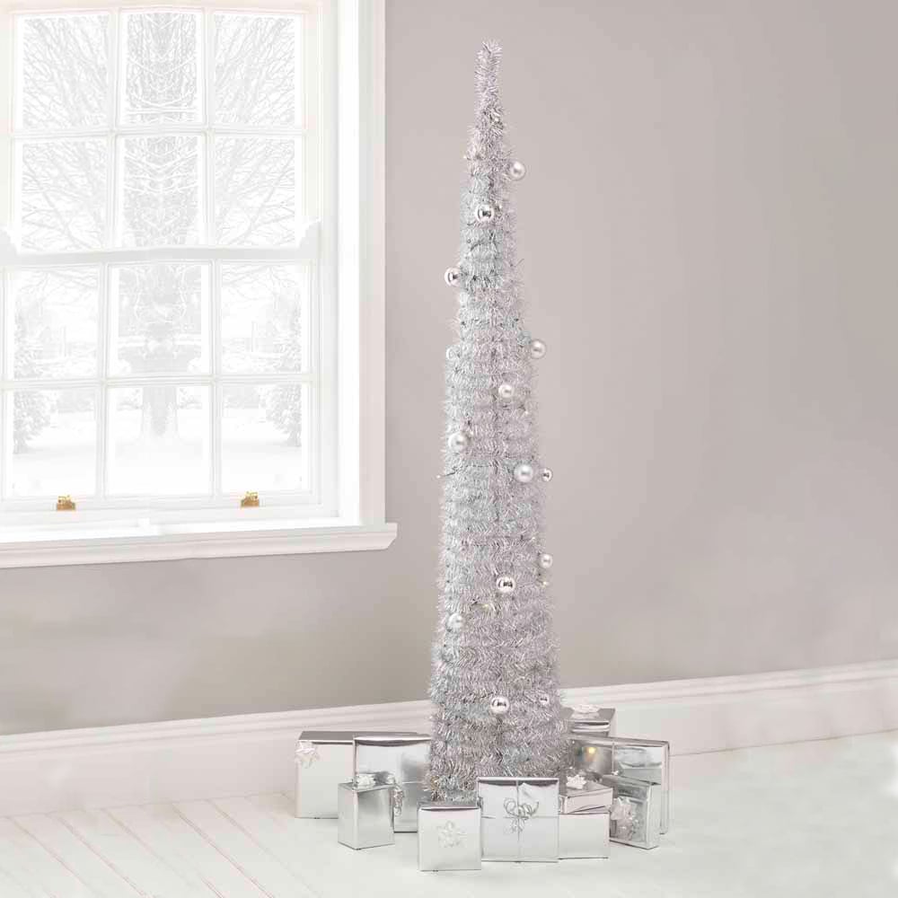 Wilko 6ft Silver Pop Up Pre-Lit Artificial Christmas Tree Image 5