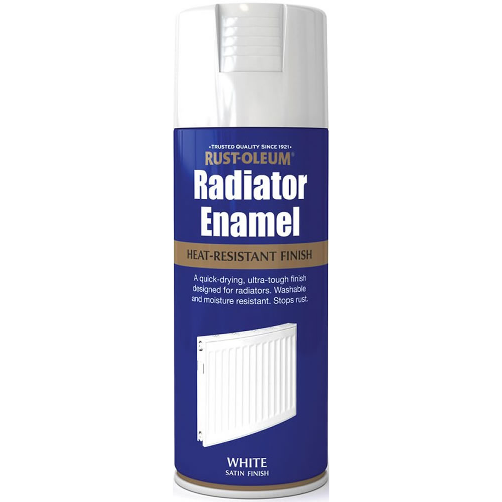 Rust-Oleum White Radiator Enamel Satin Spray Paint  400ml Image