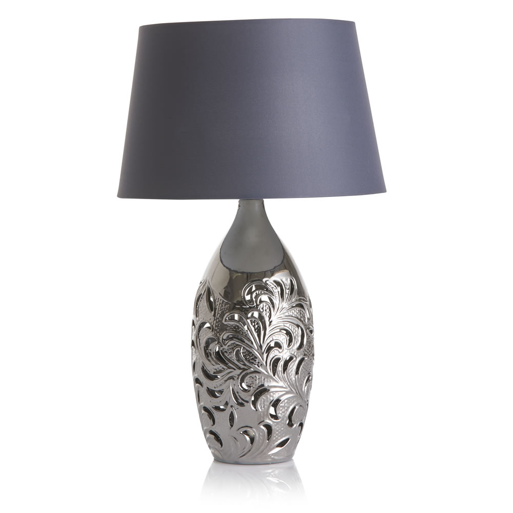Wilko Silver Ceramic Cut Out Lamp Image 3