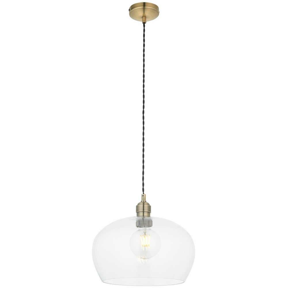 Merano Livorno Clear Glass Antique Brass Plate Round Pendant Ceiling Lamp Image 1